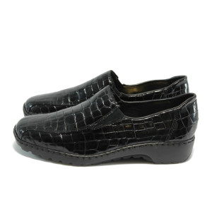 Дамски лачени черни обувки Rieker L6070-26 черни ANTISTRESSKP