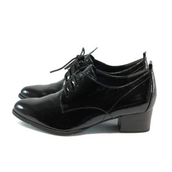 Дамски обувки черни лачени с ток Tamaris 1-23313-33 черен лак ANTISHOKKKP