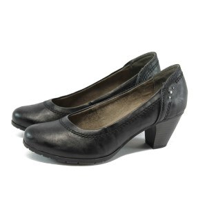Черни удобни дамски обувки с ток Jana 8-22460-24 черенKP