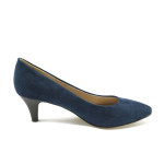 Сини велурени дамски обувки с ток Tamaris 1-22415-24 т.синKP