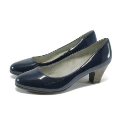 Лачени сини дамски обувки за широко стъпало Jana 8-22463-24 т.син лакKP