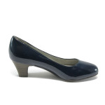 Лачени сини дамски обувки за широко стъпало Jana 8-22463-24 т.син лакKP