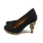 Черни дамски обувки с ток Marco Tozzi 2-22416-34 черенKP