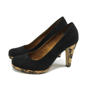 Черни дамски обувки с ток Marco Tozzi 2-22416-34 черенKP