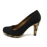 Черни дамски обувки с ток Marco Tozzi 2-22416-34 черенKP