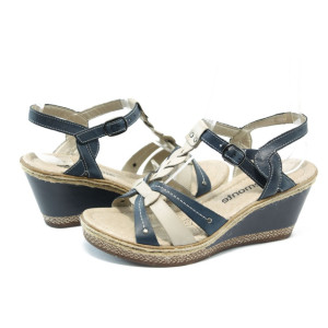 Дамски сандали сини на платформа Remonte D4554-15 синьоKP