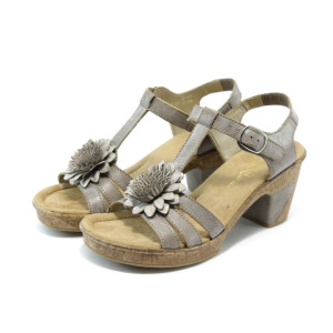 Дамски сандали бежови на ток Rieker 69753-60 бежовоKP