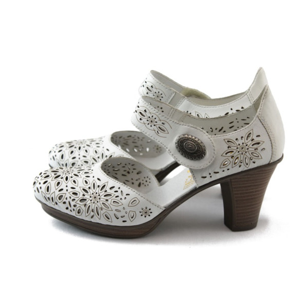 Дамски обувки на среден ток Rieker 47356-80 бялаKP