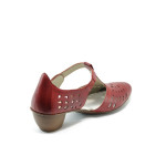 Дамски обувки червени с нисък ток Rieker 43747-33 бордоKP