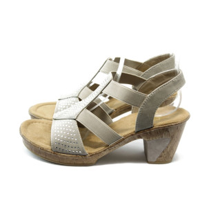 Дамски сандали сиви на ток Rieker 69732-60 сивиKP