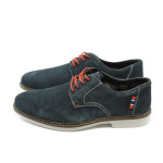 Сини мъжки обувки от велур Rieker 13012-14 синиKP