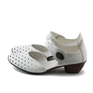 Дамски обувки бели с нисък ток Rieker 43758-80 бялаKP