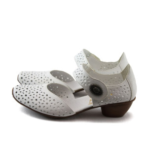 Дамски обувки бели с нисък ток Rieker 43771-80 белиKP