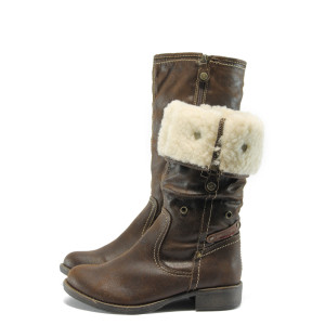 Кафяви дамски ботуши с ципове S.Oliver 5-26537-33 кафявKP