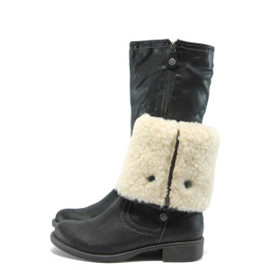 Черни дамски ботуши с ципове S.Oliver 5-26537-33 черенKP