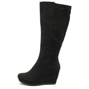Велурени дамски ботуши с платформа черни S.Oliver 5-25507-23 черниKP