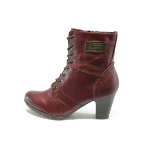Дамски боти с ток цвят бордо Jana 8-25108-23 бордоKP