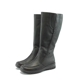 Черни дамски ботуши с равна подметка Rieker Z7173-00 черен ANTISTRESSKP