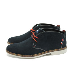 Стилни сини мъжки обувки от велур Rieker 33012-14 т.синKP