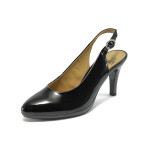 Черни лачени обувки с отворена пета Caprice 9-29604-24 черенKP