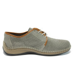 Сиви летни мъжки обувки от естествена кожа Rieker 05206-42 сивоKP
