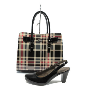 Черни дамски обувки и чанта комплект