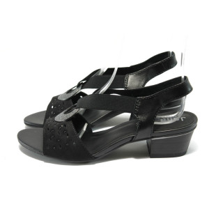 Черни дамски сандали от естествена кожа