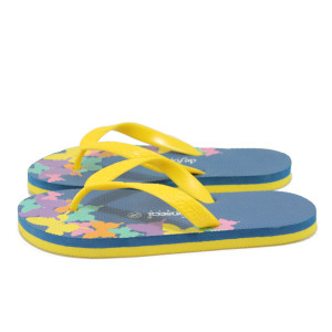 Жълти гумени дамски чехли с цветя