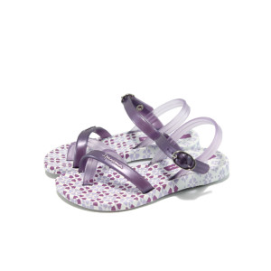 Лилави детски сандали с лепенки