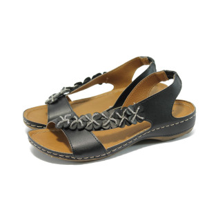 Анатомични черни дамски сандали