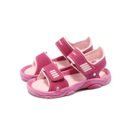 Розови бебешки сандали с лепенки