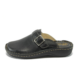 Черно дамско сабо - анатомично, естествена кожа