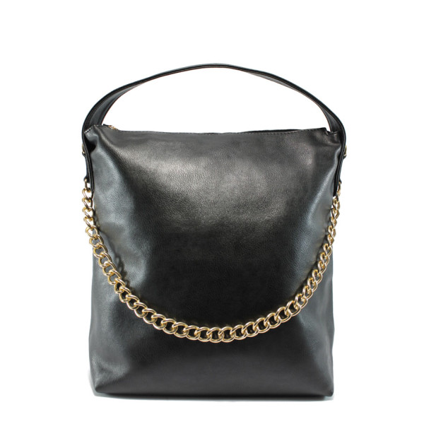 Черна дамска чанта с една дръжка СБ 1070 черна кожаKP
