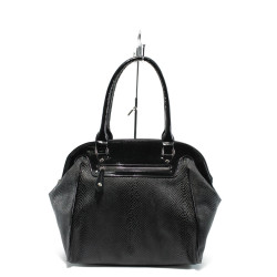 Черна дамска чанта - змийска шарка  АИ 1156 черна анакондаKP