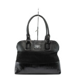 Малка черна дамска чанта АИ 021 черен велур-кожаKP
