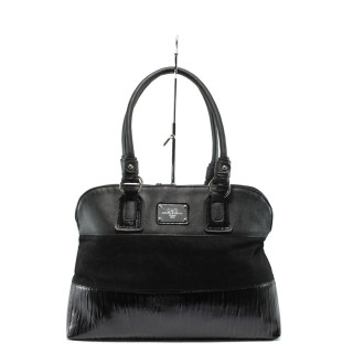 Малка черна дамска чанта АИ 021 черен велур-кожаKP