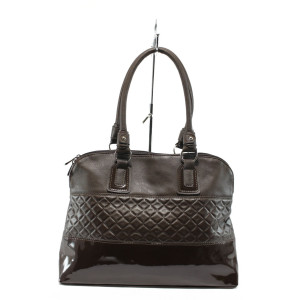 Ежедневна кафява дамска чанта АИ 021 кафява кожа лакKP