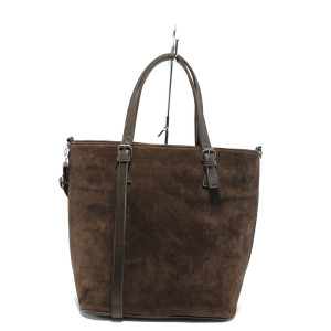 Кафява велурена дамска чанта АИ 312 кафяв велурKP