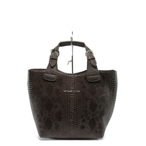 Кафява дамска чанта - змийска шарка СБ 1130 кафява кожа анакондаKP