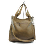 Дамска чанта тип торба в бежов цвят  СБ 1131 бежова кожаKP