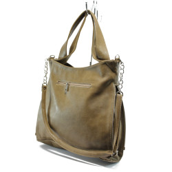 Дамска чанта тип торба в бежов цвят  СБ 1131 бежова кожаKP