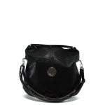 Черна дамска чанта с атрактивна визия АИ 453 черен велур точкиKP