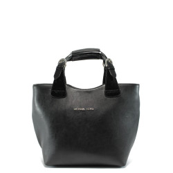 Черна дамска чанта с къси дръжки СБ 1130 черна гладка кожаKP