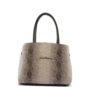 Бежова дамска чанта - змийски принт СБ 1157 бежова анакондаKP