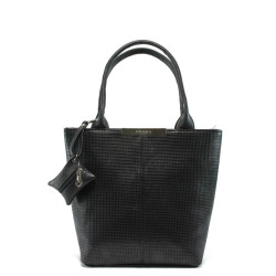 Черна дамска чанта - лак и велур 
