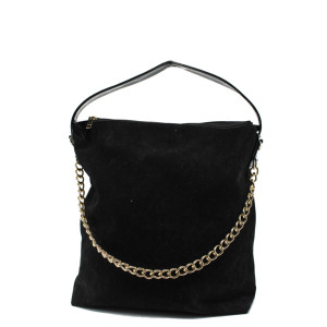 Черна велурена дамска чанта