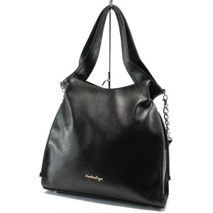 Черна дамска чанта тип торба