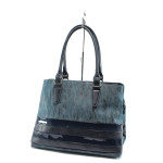 Синя дамска чанта, еко-кожа и лачена еко-кожа - стил и комфорт в ежедневието N 10007705