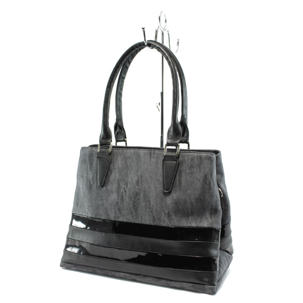 Черна дамска чанта, еко-кожа и лачена еко-кожа - стил и комфорт в ежедневието N 10007706