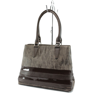 Кафява дамска чанта, еко-кожа и лачена еко-кожа - стил и комфорт в ежедневието N 10007708